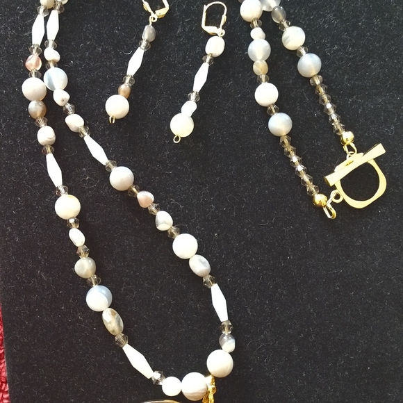 😀 NECKLACE EARRINGS SET HANDMADE NEW 30" BEAUTIFUL - Picture 6 of 9